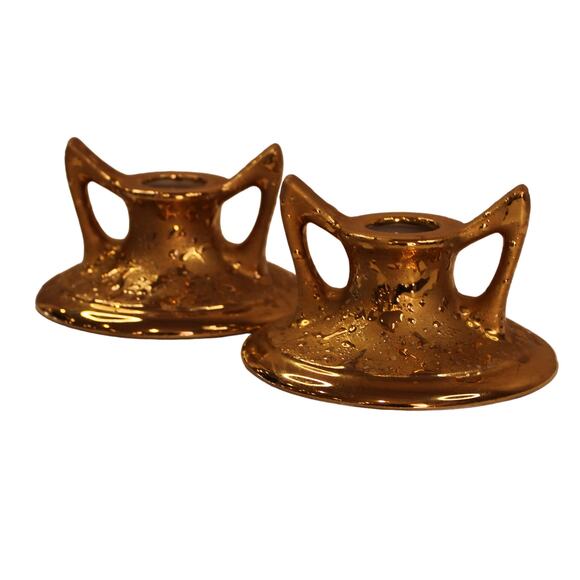 Holley Ross Distinguished China 22K Gold Overlay Candle Holders Sett of 2 - Picture 2 of 6